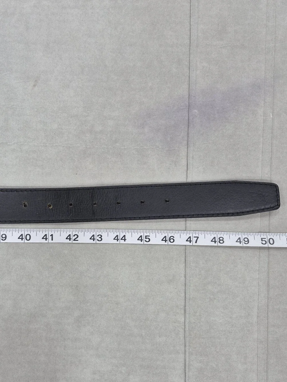 Genuine Leather belt men's 42 black antiqued brushed silvertone buckle